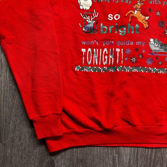 Vintage Rudolph The Rain Deer 1980s Raglan Sweatshirt Red L Large Christmas - Picture 3 of 8